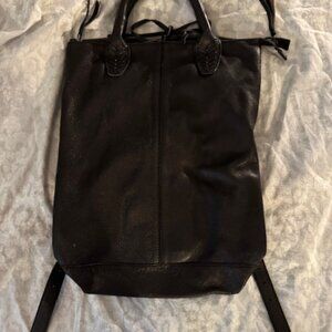 Free People Crossroad Convertible Backpack in Black Leather
